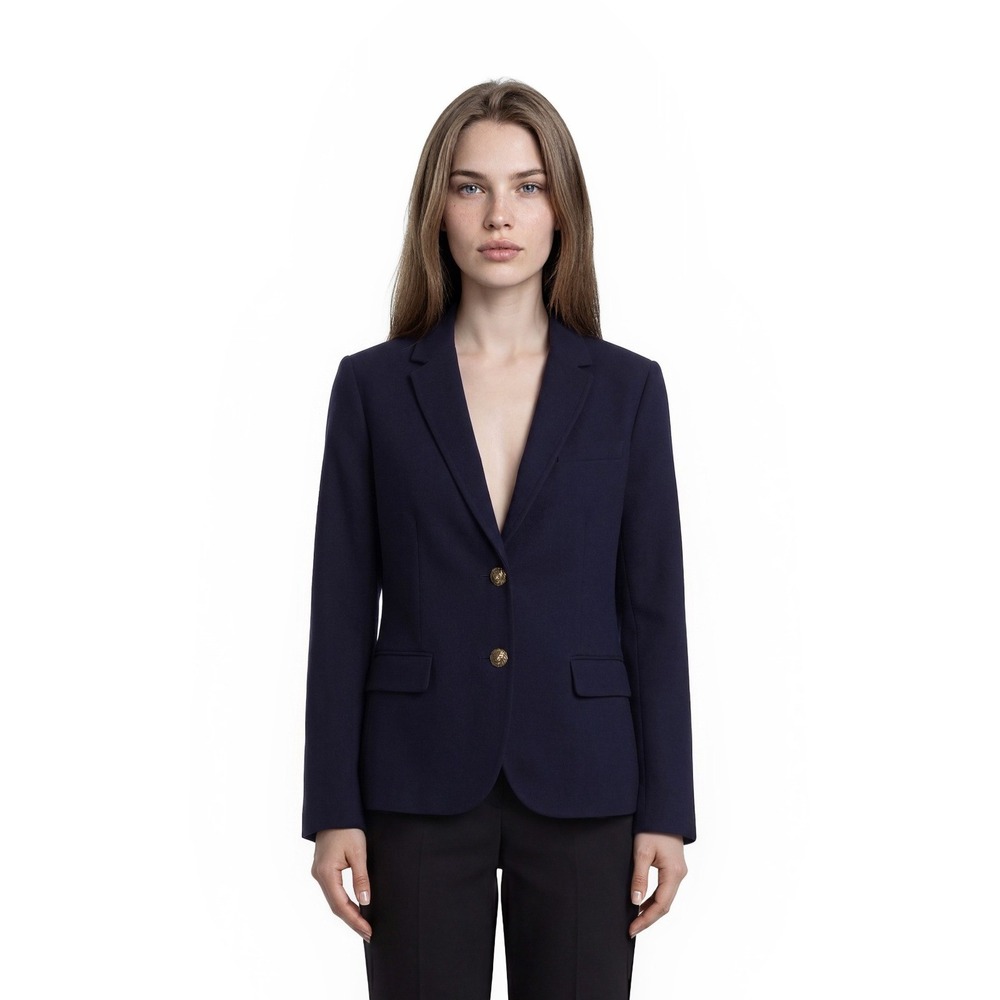 Talbots Blazer Women's Size 8‎ Petite 8P Navy Two Gold Lion Button Lined Jacket